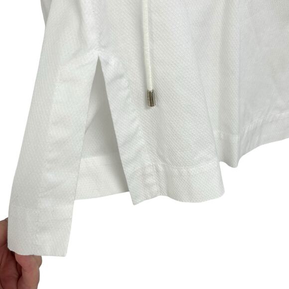 Etcetera White Front Lace Up Long Sleeve Cotton Blend Shirt 4 - Picture 4 of 5